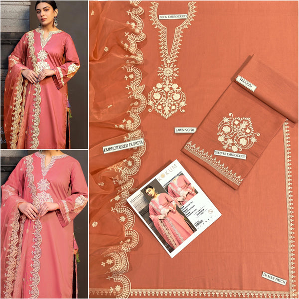 LAWN Cotton EMBROIDERED 3 PIECE
