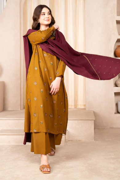 DHANAK WOOL EMBROIDERED 3 PIECE