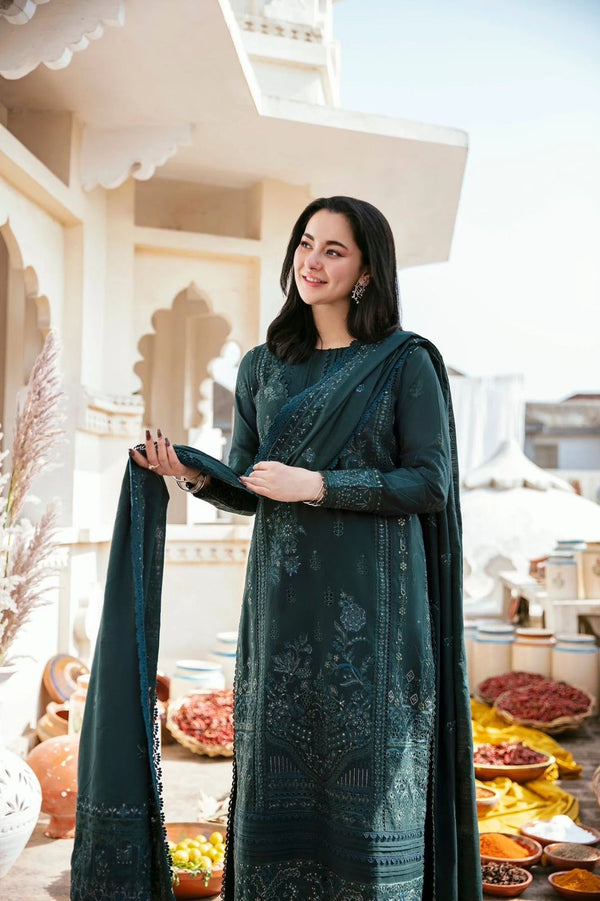 ZARA SHAHJAHAN Luxury Heavy Embroidered Dhanak Wool 3 PIECE BIK 5059