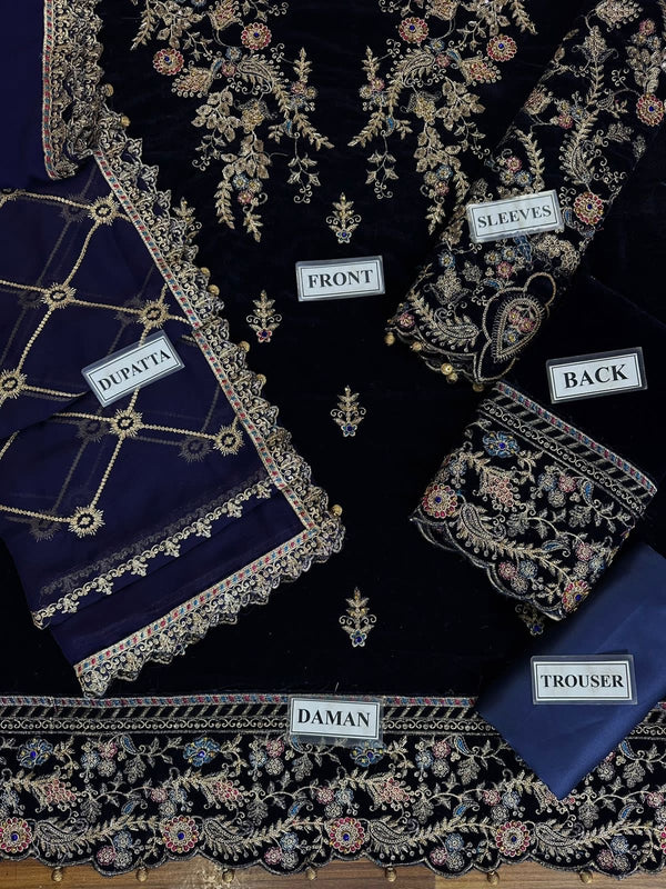 BAROUQE Luxury Embroidered VELVET 3 PIECE