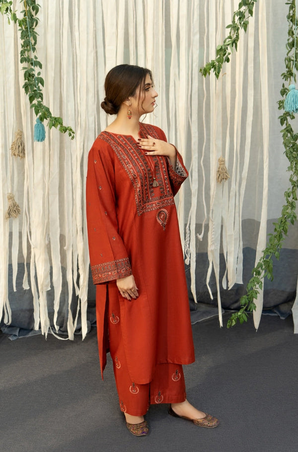 DHANAK WOOL EMBROIDERED 3 PIECE