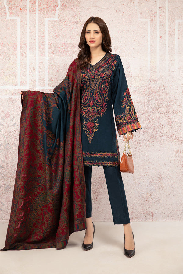MARIA B MZ821 EMBROIDERED WITH Print Shawl 3 PIECE