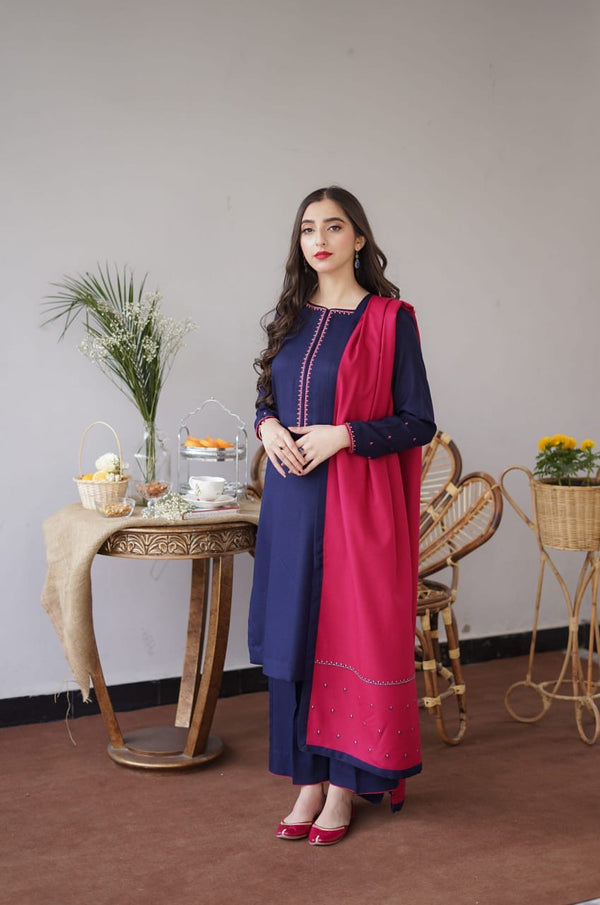 ASLIGN BRAND DHANAK WOOL EMBROIDERED 3 PIECE
