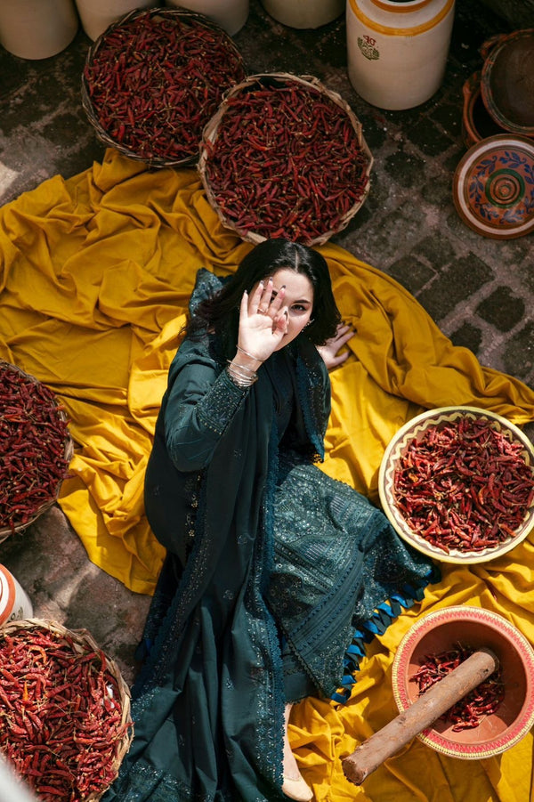 ZARA SHAHJAHAN Luxury Heavy Embroidered Dhanak Wool 3 PIECE BIK 5059