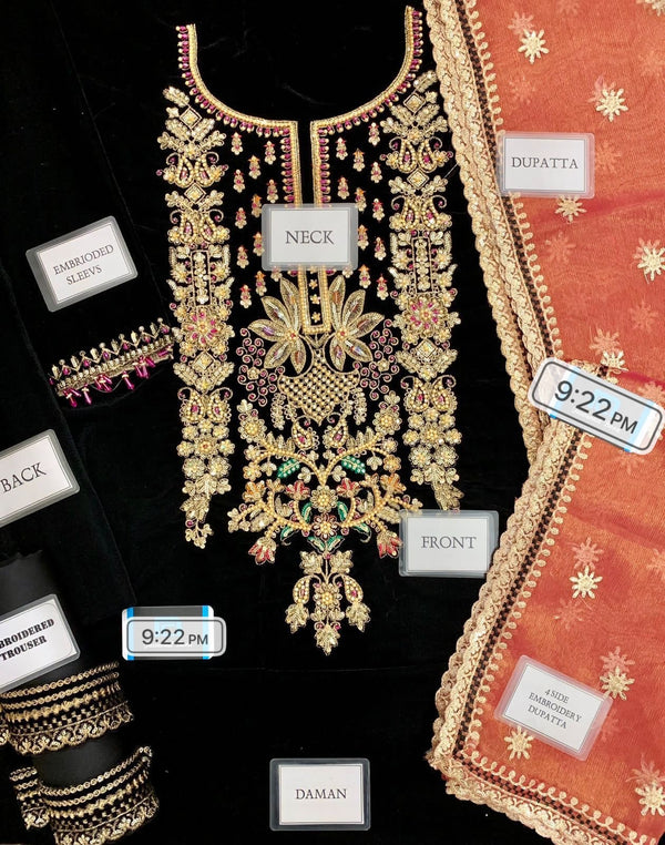 BAROUQE Luxury Embroidered VELVET 3 PIRCE
