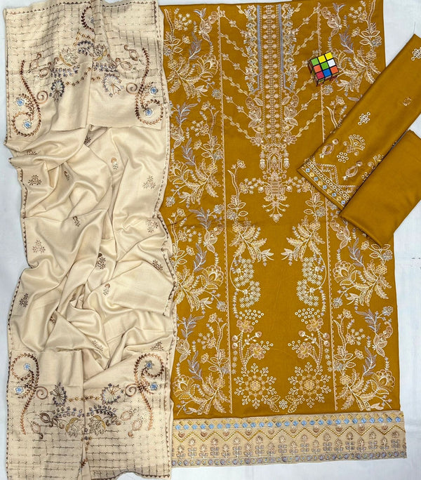 FLORENT 5078BIK EMBROIDERED DHANAN WOOL 3 PIECE