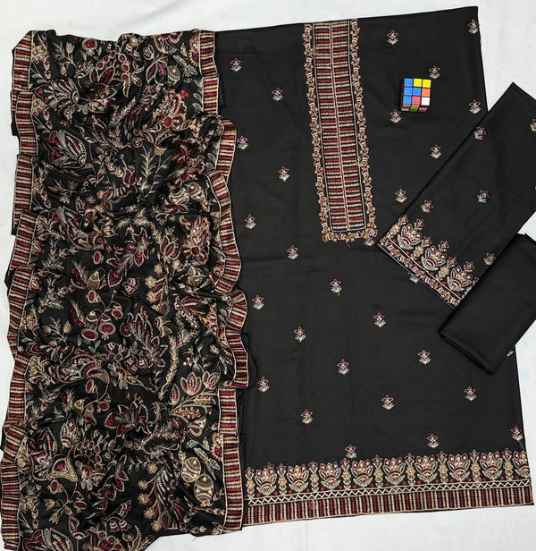 BAREEZE Luxury Embroidered Dhanak wool 3 PIECE BIK5090