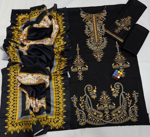 MARIA B LUXURY DHANAK WOOL EMBROIDERED 3 PIECE BIK5063