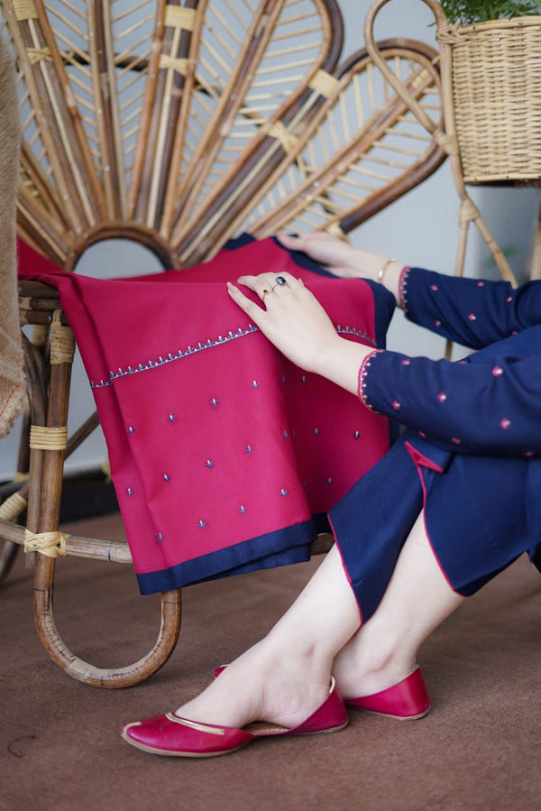 ASLIGN BRAND DHANAK WOOL EMBROIDERED 3 PIECE