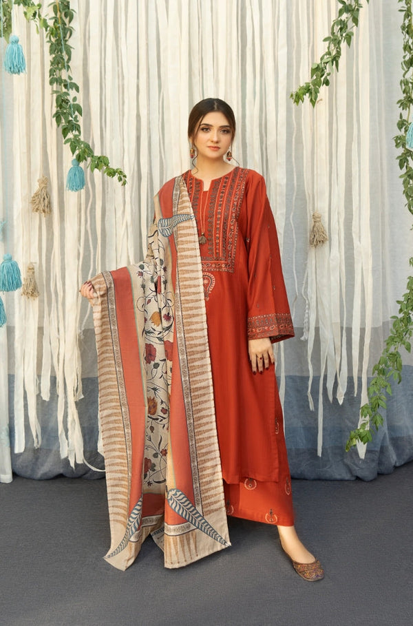 DHANAK WOOL EMBROIDERED 3 PIECE