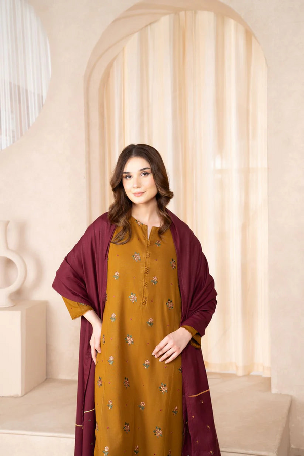 DHANAK WOOL EMBROIDERED 3 PIECE