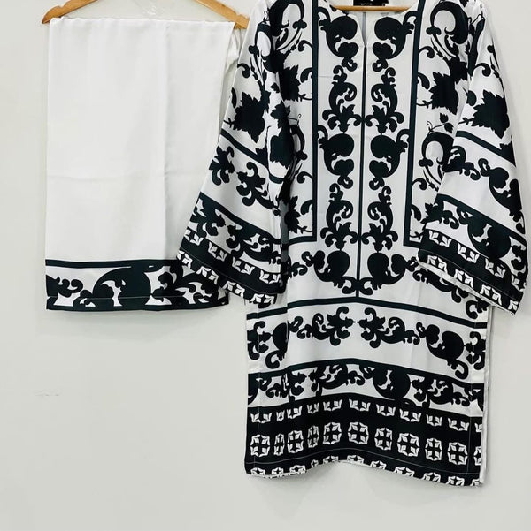 Allover Digital Printed Shamooz Silk 3 PIECE