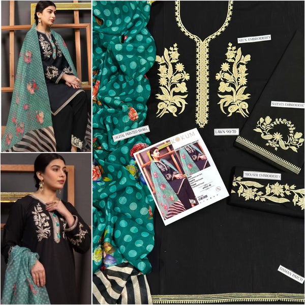 LAWN Cotton EMBROIDERED 3 PIECE