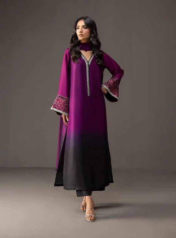 Allover Digital Printed Shamooz Silk 3 PIECE