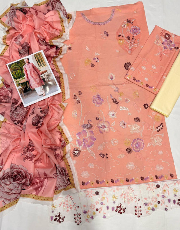 ZARA SHAHJAHAN 1017BIK LUXURY EMBROIDERED 3 PIECE