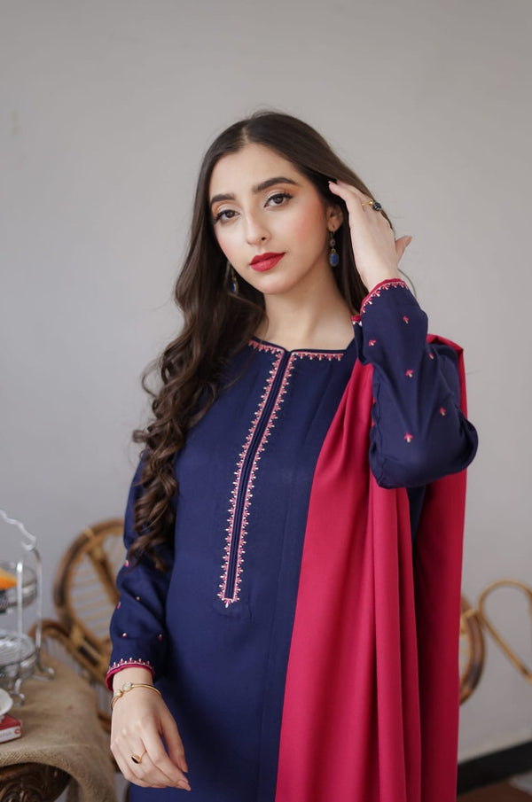 ASLIGN BRAND DHANAK WOOL EMBROIDERED 3 PIECE