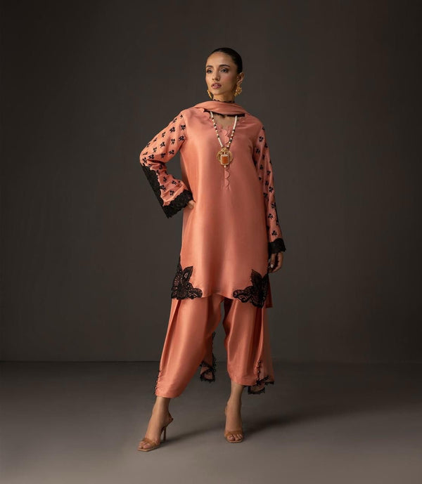 Allover Digital Printed Shamooz Silk 3 PIECE