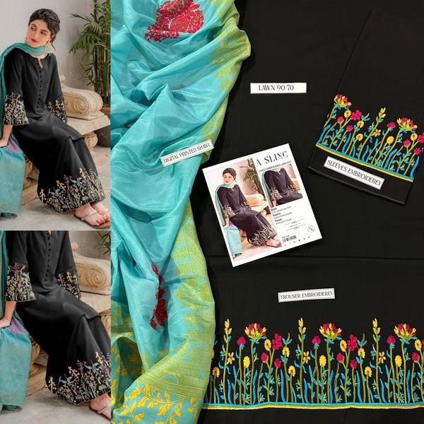 LAWN Cotton EMBROIDERED 3 PIECE