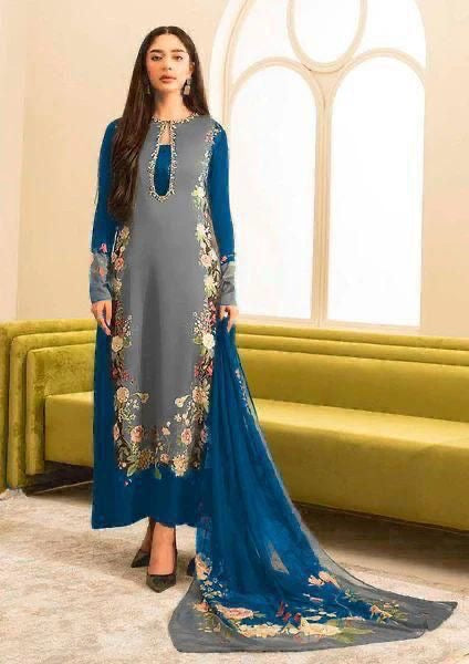 Allover Digital Printed Shamooz Silk 3 PIECE