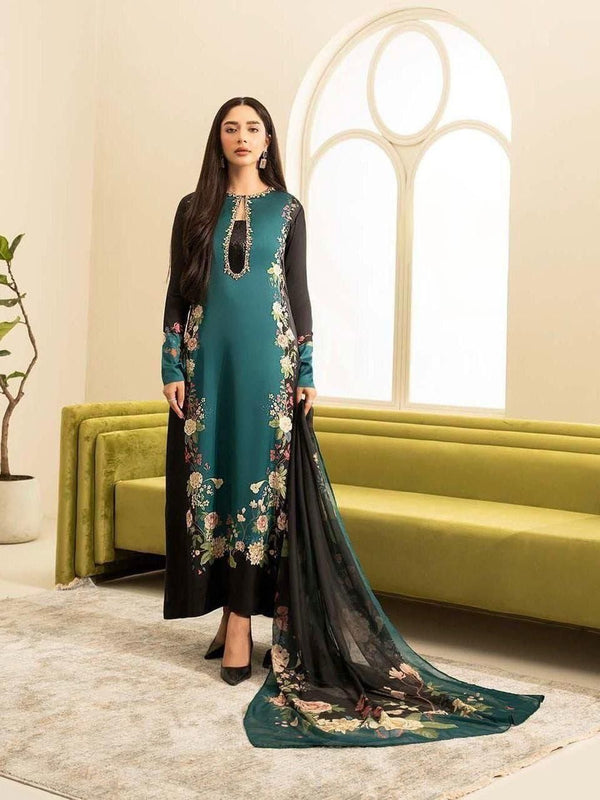 Allover Digital Printed Shamooz Silk 3 PIECE