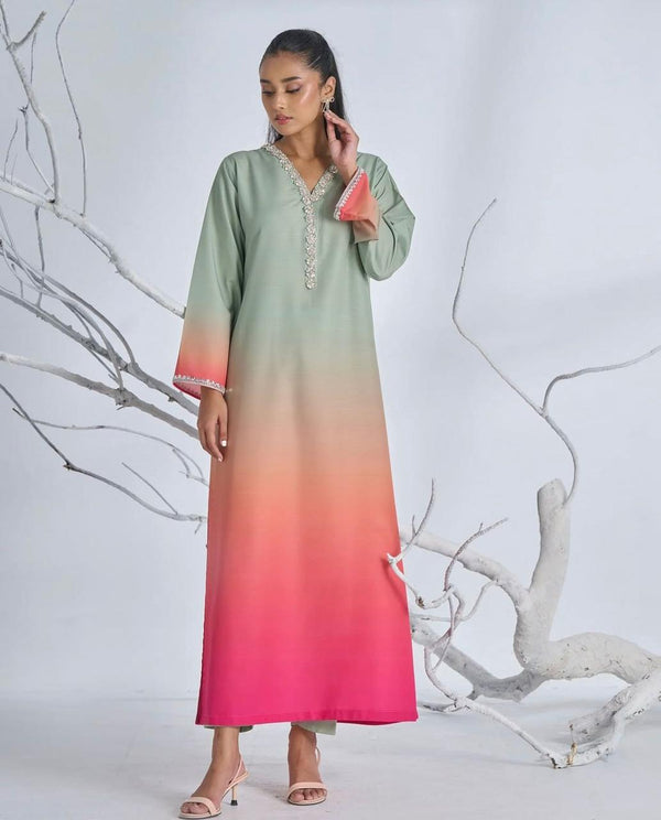 Allover Digital Printed Shamooz Silk 3 PIECE