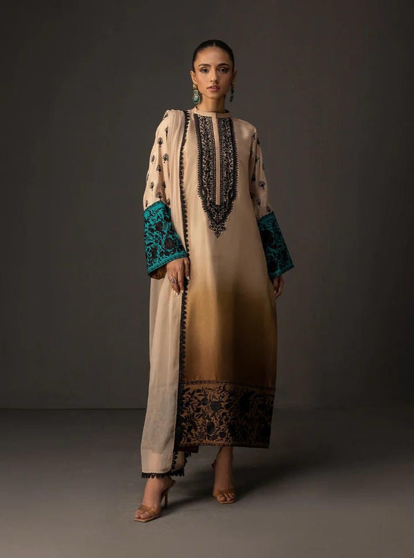 Allover Digital Printed Shamooz Silk 3 PIECE