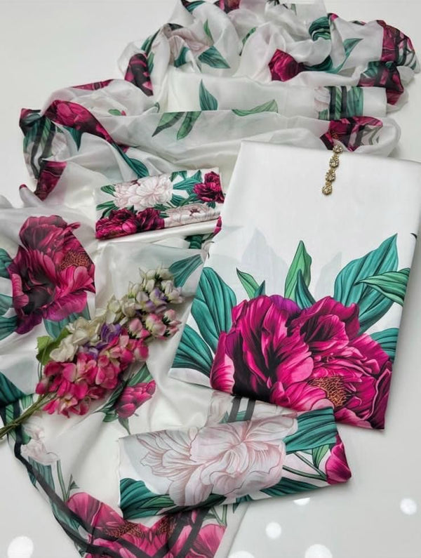 Allover Digital Printed Shamooz Silk 3 PIECE