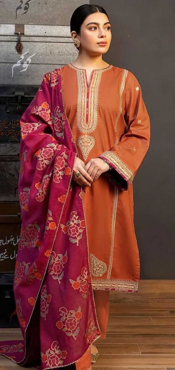 DHANAK WOOL EMBROIDERED 3 PIECE