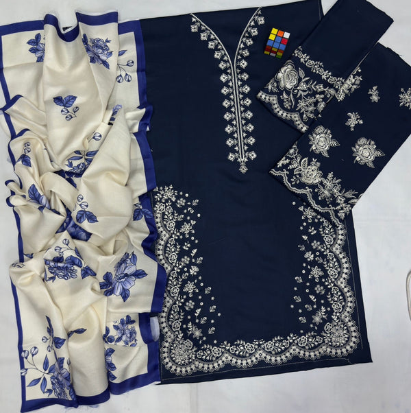 CoCo By ZARA SHAHJAHANEMBROIDERED DHANAK WOOL 3 PIECE BIK5083