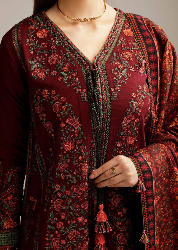 Embroidered Dhanak Wool 3 PIECE BIK5018