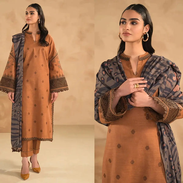 DHANAK WOOL EMBROIDERED 3 PIECE